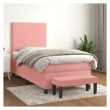 vidaXL Boxspringbett mit Matratze Rosa 100x200 cm Samt