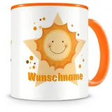 Samunshi® Kindertasse mit Namen Tasse Sonne Personalisierte Tasse mit Namen Kinder Kinderbecher mit Namen Kindergarten orange 300ml