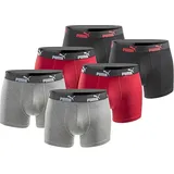 Puma Boxershorts 6er Pack Rot / Schwarz XL