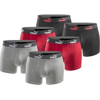 Puma Boxershorts 6er Pack Rot / Schwarz XL
