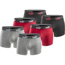 Puma Boxershorts 6er Pack Rot / Schwarz XL