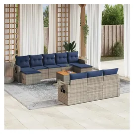 vidaXL Gartensofa-Set 11-tlg. grau Polyrattan