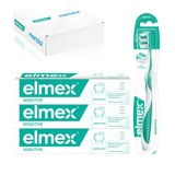 Gaba elmex Sensitive Set für empfindliche Zähne: 3 x Zahnpasta 75 ml + 1 x extra weiche Zahnbürste