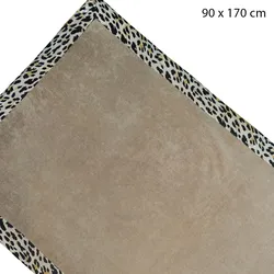 Strandbadetuch Frottee 100% Baumwolle 90x170 cm - Luxus Komfort für Strand & Pool - Saugfähig schnelltrocknend - Edles Braun mit Leoparden-Rand