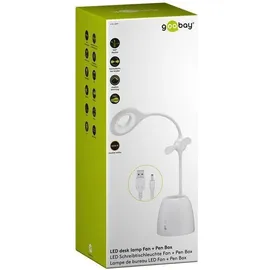 goobay LED Schreibtischleuchte mit Mini-Ventilator und Stiftebox