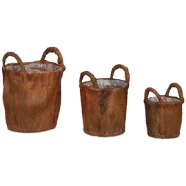 Relaxdays Pflanzkorb Kokos Set 3-tlg.