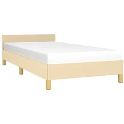 vidaXL Bettgestell ohne Matratze Creme 100x200 cm Stoff