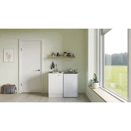 Flex-Well Küchenzeile »Pantry«, Gesamtbreite 100 cm, mit DUO Kochfeld und Kühlschrank weiß