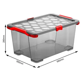 Rotho Evo Total Protection Aufbewahrungsbox 59 x 39,5 x 28 cm 3-tlg. anthrazit/rot