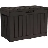 Keter Kentwood Deckbox aus Kunstharz, Organisation und Aufbewahrung für Terrassenkissen, Wurfkissen und Gartengeräte, Braun