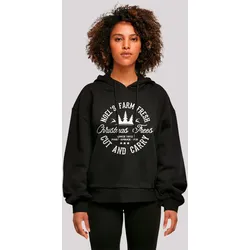 Kapuzenpullover F4NT4STIC "Weihnachten Trees Farm Retro Sign", Damen, Gr. S, schwarz, Obermaterial: 100% Baumwolle, casual, oversize, Langarm, Pullover, Premium Qualität, Christmas Collection