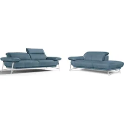 Egoitaliano Polstergarnitur »Anais, Design mit hohem Sitzkomfort für mehr Bequemlichkeit«, Set: bestehend aus Sofa und Ottomane, inkl. Kopfteilverstellung Egoitaliano hellblau
