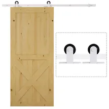 Homcom Schiebetüren-beschlagsatz 183 cm, Komplett-set mit Schienen, Rollen, Weiß