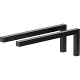 Sossai 2X Stahl Waschtischkonsole 50 cm, L-Profil, schwarzmatt für Waschbecken Waschtisch