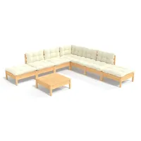 vidaXL Garten-Lounge-Set 8-tlg. creme Kiefernholz