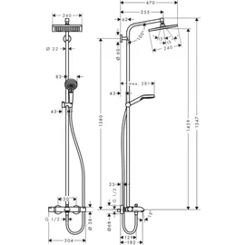 Hansgrohe Crometta E Showerpipe 240 1jet mit Wannenthermostat chrom 27298000