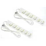 2 x G-L-T 6-Fach Mehrfachsteckdose Weiss Steckdosenleiste, Steckplätze 45 Grad gedreht, Kabel 1,4m, Steckerleiste