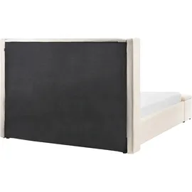 Beliani Wasserbett mit Stauraumbank NOYERS Samtstoff Cremeweiß 160 x 200 cm