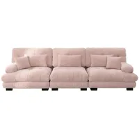 3-sitzer Modulares Ecksofa Mit Tiefensitz, Chenille Schlafsofa Komfortabel Gepolstert Für Wohnzimmer, Apartment, Studio, Büro, Chenille Rosa