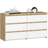Akord Kommode Akord CL100 Eiche Artisan 100 cm Front Weiß B100 x H57 x T35 cm