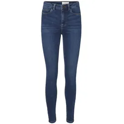 Noisy May Damen Jeans NMCALLIE CHIC HW JEANS VI072DB Skinny Fit Blau Skinny Fit Blau Hoher Bund Reißverschluss W 26 L 32
