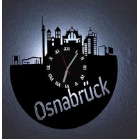 Designbysh LED Wanduhr Osnabrück Skyline Uhr Hintergrundbeleuchtet mit schleichendem Uhrwerk