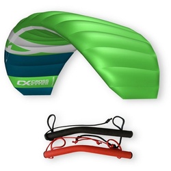 CrossKites Flug-Drache CrossKites Lenkmatte Quattro 1.5 Green mit Handles, Handles, Leinen, 2 Kitekiller blau|grün