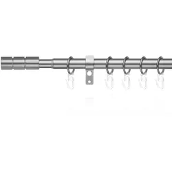 Gardinenstange LICHTBLICK ORIGINAL "Gardinenstange Zylinder, 20 mm, ausziehbar, 1 läufig 130 - 240 cm", silber (matt), L:130cm Ø:20mm, Metall, Gardinenstangen, Einläufige Vorhangstange mit Ringen für Gardinen und Stores.