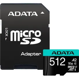 A-Data microSDXC Premier Pro 512GB Class 10 UHS-I V30 + SD-Adapter