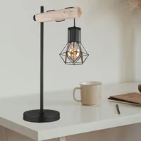 GLOBO Tischlampe Tischleuchte Bürolampe Schlafzimmerlampe Wohnzimmerleuchte Holz