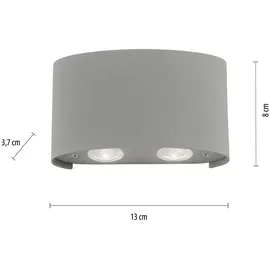 Paul Neuhaus Außenwandleuchte Aluminium, Kunststoff, Metall, Stahl 8,0 cm inkl. LED grau