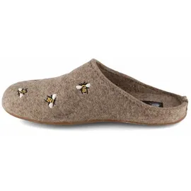 HAFLINGER Everest Api Filzpantofffeln mit Applikation Torf (550), Gr. 41