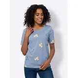 Sieh an! Kurzarm-Shirt in bleu-weiß-bedruckt | Gr.: 50