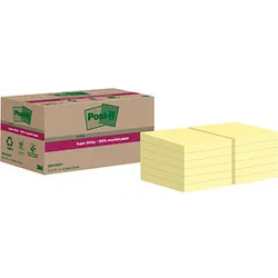 Post-it® Super Sticky Recycling Notes Haftnotizen extrastark gelb, 12 Blöcke