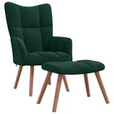 vidaXL Relaxsessel mit Hocker Samt 61,5 x 95,5 x 66 cm Dunkelgrün
