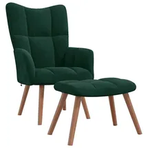 vidaXL Relaxsessel mit Hocker Samt 61,5 x 95,5 x 66 cm Dunkelgrün