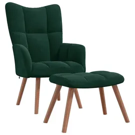vidaXL Relaxsessel mit Hocker Samt 61,5 x 95,5 x 66 cm Dunkelgrün