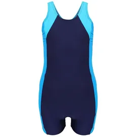 Aquarti Mädchen Badeanzug mit Bein Ringerrücken – Sport Badeanzug Mädchen mit Bein und Racerback, Chlorresistent, Farbe: Dunkelblau/Türkis/Himmelblau, Größe: 146 - 146