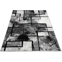 Paco Home Teppich Modern Kurzflor Abstrakt Gemälde Optik Schwarz Grau Anthrazit, Grösse:160x230 cm