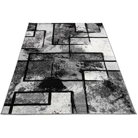 Paco Home Teppich Modern Kurzflor Abstrakt Gemälde Optik Schwarz Grau Anthrazit, Grösse:160x230 cm