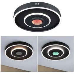 LED Deckenleuchte dimmen 1200lm klassische Leuchte & Gaming Zimmer, Schwarz matt
