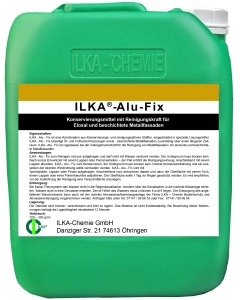 ILKA Alu Fix Konservierungs- und Reinigungsmittel, GRM-Zulassung, Kräftiger Reiniger für beschichtete Metallfassaden und Kunststoffoberflächen, 10 Liter - Kanister