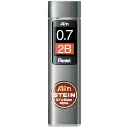 Pentel Ain Stein C277 Feinminen-Bleistiftminen schwarz 2B 0,7 mm, 40 St.