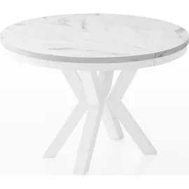 WFL GROUP Esstisch, Ecru, Holzwerkstoff, 10-Sitzer, Rund,Rund, 120x76x120 cm, Esszimmer, Tische, Esstische