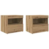 VidaXL Nachttische mit LED-Lichtern 2 Stück Artisan Eiche 50x40x45