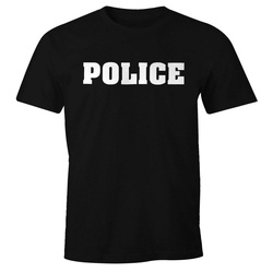 MoonWorks Print-Shirt Herren T-Shirt Fasching Police Polizei Faschings-Shirt Kostüm Verkleidung Karneval Fun-Shirt Moonworks® mit Print schwarz 3XL
