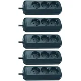 Brennenstuhl Eco-Line 3-Fach Steckdosenleiste (Steckerleiste mit Kindersicherung und 1,5 m Kabel) schwarz (1,5m | 5 Stück, schwarz)