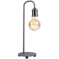 GLOBO Tischleuchte nickel-matt Beistellleuchte Metall Retro Tischlampe grau Industriell,