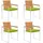 vidaXL Gartenstuhl 4 St. mit Kissen 4 x 4 x 4 cm grün