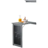 SoBuy FWT20-HG Wandtisch mit Tafel Klapptisch Esstisch Küchentisch Memoboard Hellgrau BHT ca. 50x76x75cm